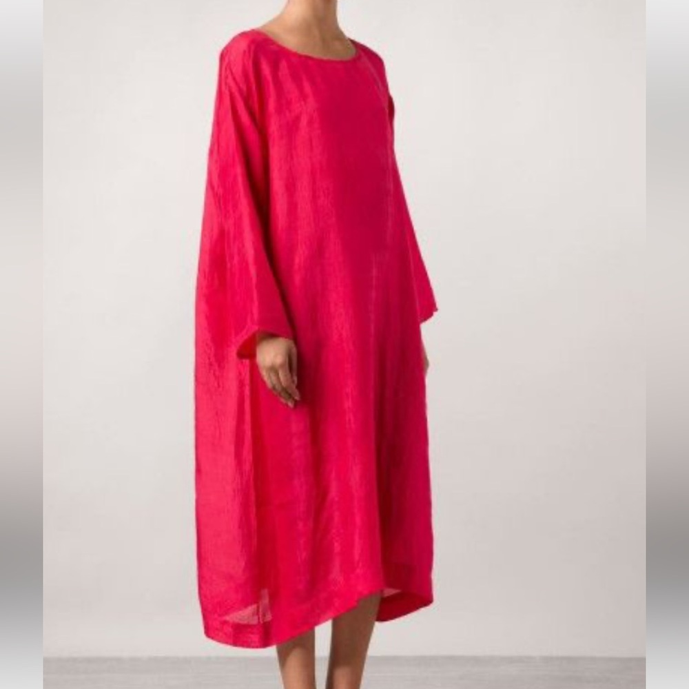 Dosa Long Tunic Silk Oversized Dark Pink